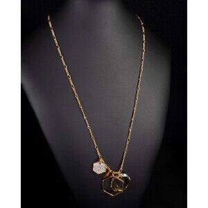 India Hicks Hexagon Necklace Womens Gold Trio Pave Crystal Jewelry Retired